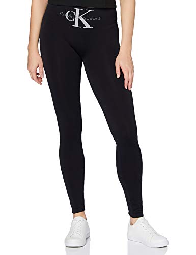 Calvin Klein Socks Womens Legging 1p Logo high Waist Liberty Tights, Black, L