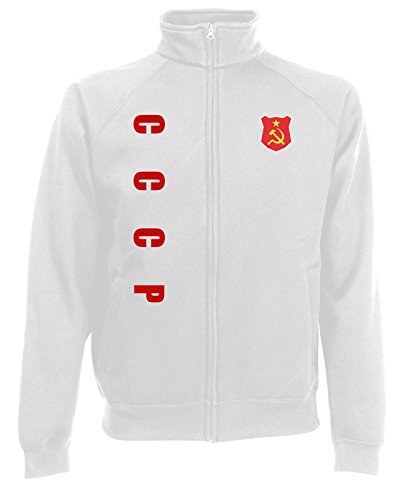 AkyTEX Sowjetunion CCCP EM-2020 Sweatjacke Wunschname Wunschnummer Weiß XL