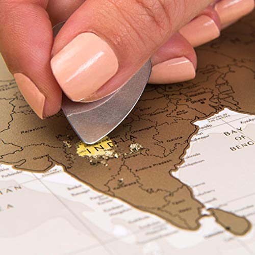Detailed Scratch Places Off World Poster - Premium Edition - 88x60 cm - Large Places I've Been Travel Map - Great World Map Gift - Laminated Paper Map - You Can Mark Over 10 000 Places