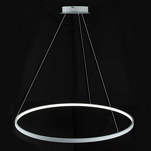 1-Licht Kreis Pendelleuchte LED Metall Acryl Kronleuchter Modern Hängend Verstellbar Hängeleuchte Für Wohnzimmer Schlafzimmer Küche,White+TricolorLight-80cm