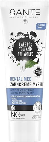 SANTE Naturkosmetik Dental med Zahncreme Myrrhe, Ohne Natriumfluorid & Menthol, Vegan, Bio-Extrakte, Natürliche Zahnpflege, 75ml