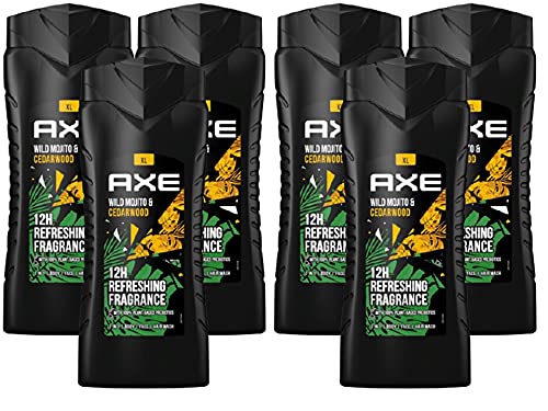 AXE 3in1 Duschgel & Shampoo Wild Mojito & Cedarwood XL, Herren Männer Showergel 6x 400ml, dermatologisch getestet, intensive Pflege for Men, Face Body Hair Wash (6 Produkte)