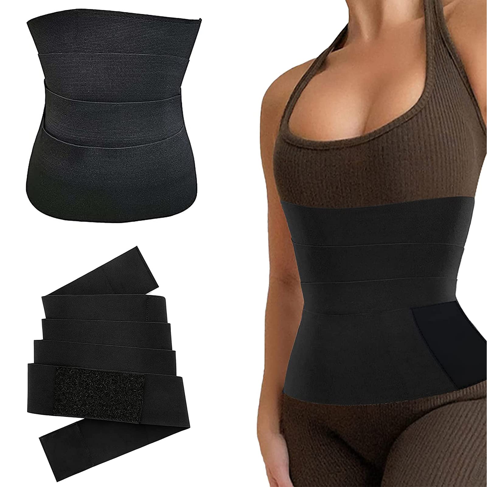 GYXY Invisible Wrap Waist Trainer Tape, Snatch Me Up Bandage Wrap, Lenden Taillen Stützgürtel für Frauen, Taillentrainer Band, Verstellbares (Size:5m-16ft-196in,Color:Schwarz)