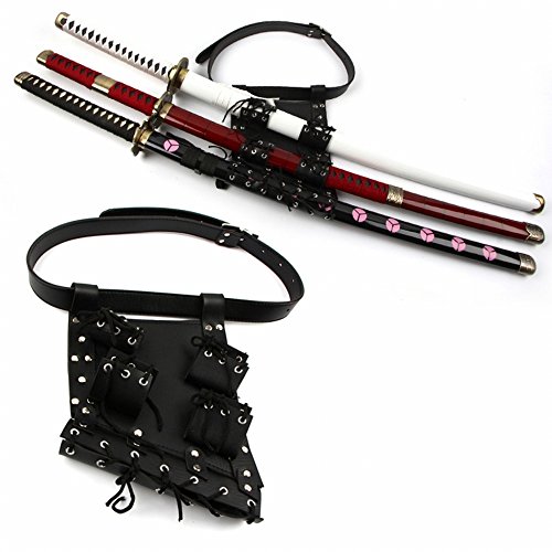 Schwerttasche mit Schwert für Ninja Hero Cosplay Anime Kostüm, Waistband for Three Sword