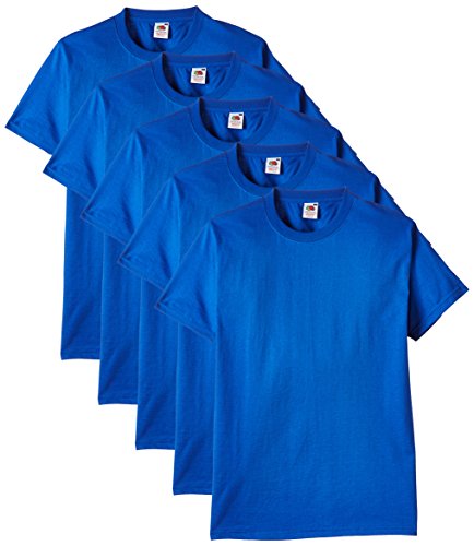Fruit of the Loom Herren Regular Fit T-Shirt Heavy Cotton Tee Shirt 5 pack, Blau (Royal), M