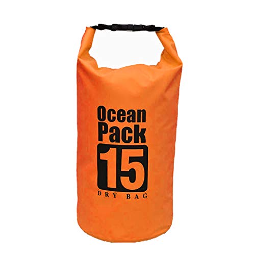 Yowablo PVC wasserdichter Packsack Sack Ocean Pack Schwimmboot Kajak Camping 15L (15L,Orange)