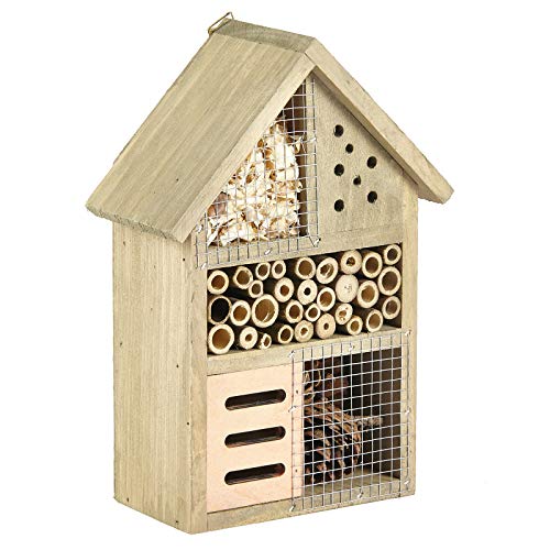 Insektenhaus aus Holz, umweltfreundlich, Biene, Marienkäfer, Schmetterling, Insekten, 25,5 cm