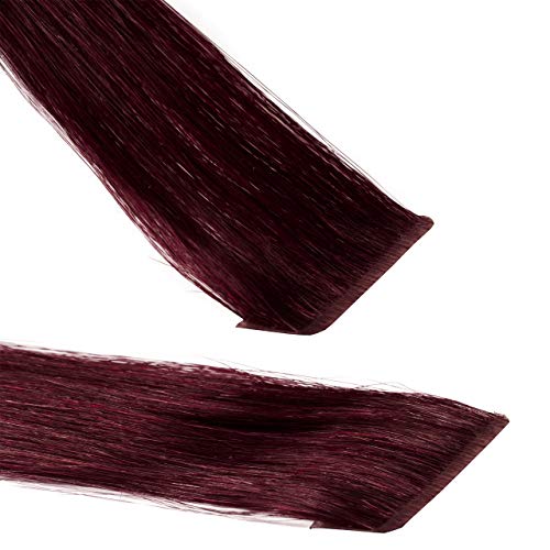 hair2heart Premium Invisible Tape Extensions Echthaar - 40 Tapes 60cm Burgundy