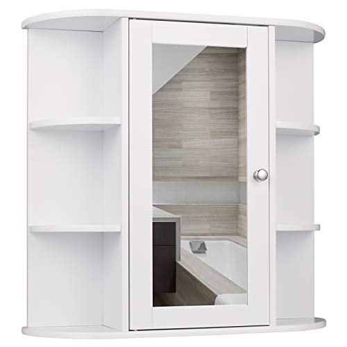 EUGAD Spiegelschrank für Badzimmer Hängeschrank Badschrank Spiegel mit Ablage Schminkschrank aus Holz 58 x 60 x 16 cm weiß