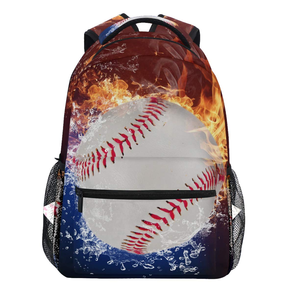 Oarencol Baseball-Rucksack für Damen, Herren, Mädchen, Jungen und Baseball, mit Feuerspritzern, Wassersport, Softball-Rucksack