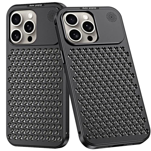 LOXO CASE Metallgehäuse für iPhone 14/14 Pro/14 Plus/14 Pro Max, [Luftfahrt-Aluminiumlegierung] Anti-Fall-Wärmeableitung, Kratzfeste Aromatherapie-Hülle,Black,14