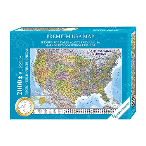Close Up USA Puzzle 2000 Teile - Amerika - 97 x 69 cm Premium Map 2021 - MAPS IN Minutes