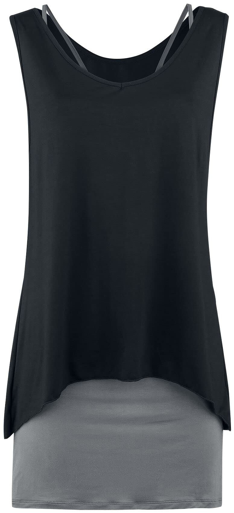 Black Premium by EMP Damen schwarz-graues Kleid im Double-Layer-Look XXL