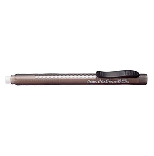 Pentel ZE11T-A"ClicEraser 2" Radierstift, nachfüllbar mit ZER-2, Gehäuse semi-transparent schwarz, 12 Stück