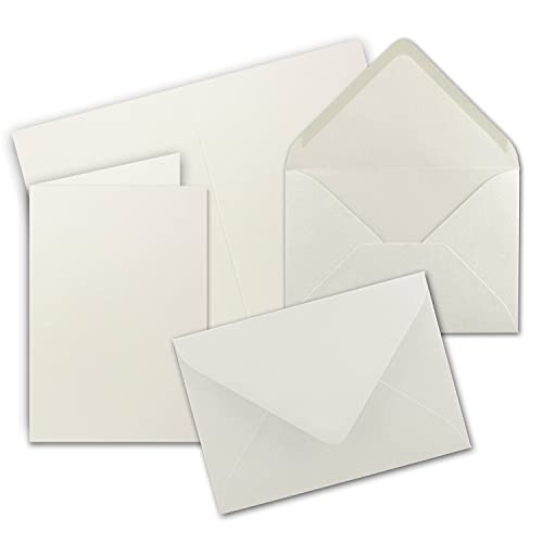 100x Faltkarten Set mit Brief-Umschlägen Natur-Weiß - DIN A6 / C6-14,8 x 10,5 cm - Premium Qualität - FarbenFroh® von Gustav NEUSER®