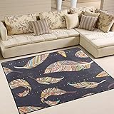 yibaihe Bohemian Style Blätter bedruckt Große Fläche Teppiche, leicht rutschfeste antistatisch wasserabweisend Boden Teppich für Wohnzimmer Schlafzimmer Home Deck, 160 x 122 cm