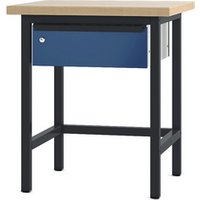 PADOR Werktisch, BxHxT: 85 x 85,5 x 70 cm, Buche-Multiplex - blau