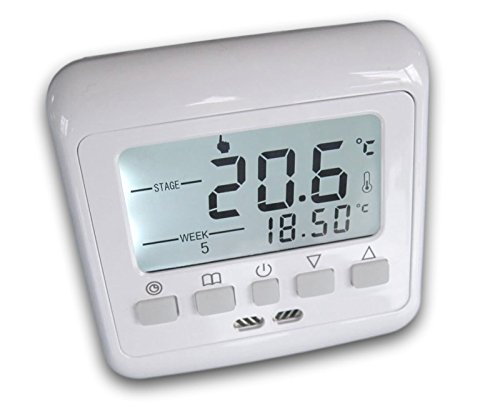 SM-PC®, 24V Raumthermostat Thermostat programmierbar Digital weiße Hintergrundbeleuchtung #843