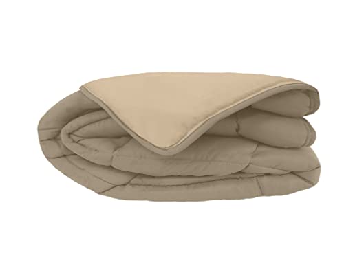 Poyet Motte Calgary Steppdecke, Polyester, Taupe/Leinen, Polyester, Taupe/Lin, 220x160x1 cm