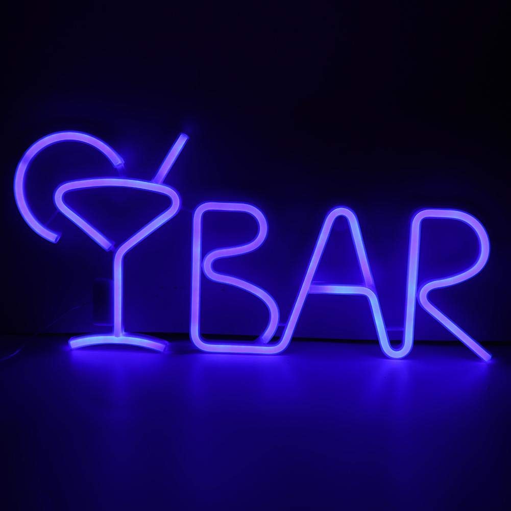 Mumusuki BAR Buchstaben geformte Dekoration Lampe LED Neonlicht Shop Zeichen Licht für Party Bar Home Schlafzimmer Dekor(Blau)