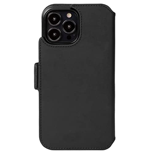 Kavaj Tasche für iPhone 13 Pro Phoenix Schwarz Leder Handyhülle |Klapphülle