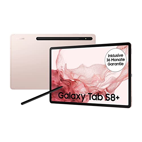 Samsung Galaxy Tab S8+, 12,4 Zoll, 256 GB interner Speicher, 8 GB RAM, Wi-Fi, Android Tablet inklusive S Pen, Pink Gold, inkl. 36 Monate Herstellergarantie