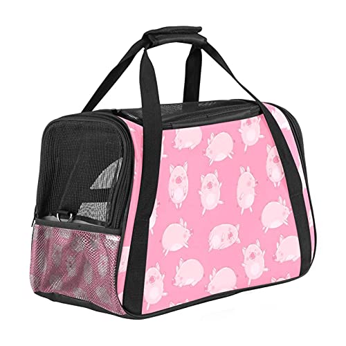 Süße rosa Schweine Weiche Reisetasche für Hunde und Katzen Von der Fluggesellschaft zugelassen extrem atmungsaktiv 43x26x30 cm