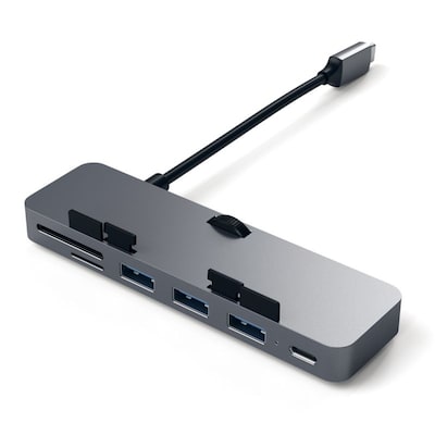 SATECHI Aluminium Typ-C Klammer Hub Pro mit USB-C Datenanschluss, 3 USB 3.0 Anschlüssen, Micro/SD Kartenlesegerät kompatibel mit dem 2017er iMac und iMac Pro (Space Grau)