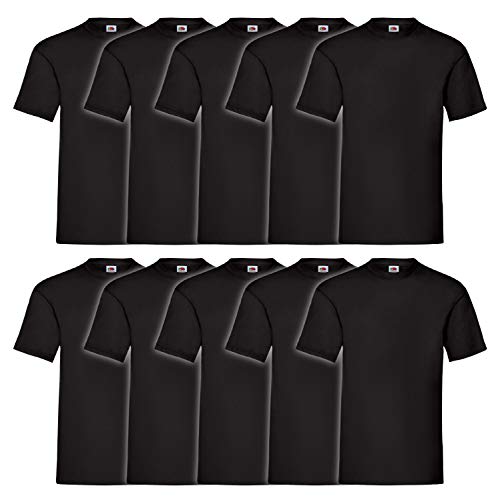 Fruit of the Loom 10er Pack Valueweight T-Shirt Größe S - 5XL T-Shirts in vielen Farben, Farbe:deep Black, Größe:2XL