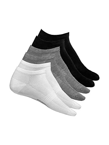 Romberg Unisex No Show Sneaker Socken, 6er Pack (weiß, schwarz, grau, 43-46)