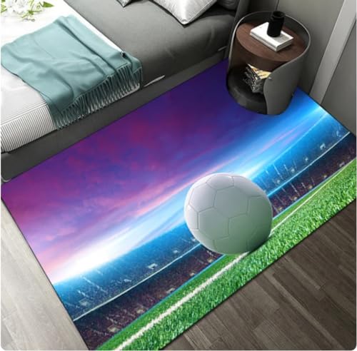 KIESEY Fußball Bilder Teppich Wohnzimmer Dekoration Teppiche für Schlafzimmer Wohnzimmer Teppich zu Hause Eingangstür Matte 160x230cm