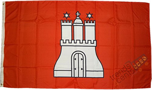 trends4cents Top Qualität - Flagge Hamburg MIT Wappen Fahne, 250 x 150 cm, EXTREM REIßFEST, Keine BILLIG-CHINAWARE, Stoffgewicht ca. 100 g/m²n/Außen, für Haus, Garten zur Deko