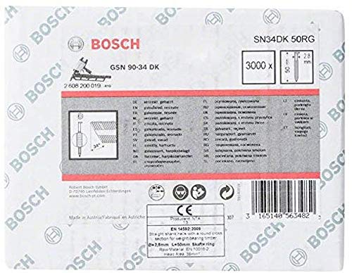 D-Kopf Streifennagel SN34DK 80RG, 3,1 mm, 80 mm, verzinkt, gerillt 3000 St. Bosch Accessories 2608200022
