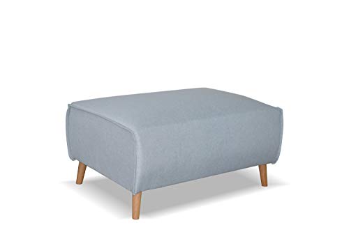 Domo Collection Jules Hocker / Hocker mit Holzfüßen / Beistellhocker für Couch / Maße: 97/66/47 cm (B/T/H) / Farbe: hellblau (blau)