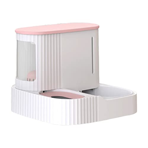 Pet Food Feeder Abnehmbares Futter Gravity Replenishment Pet Dog Cat Food Water Dispenser Double Bowl Pet Supplies Rosa