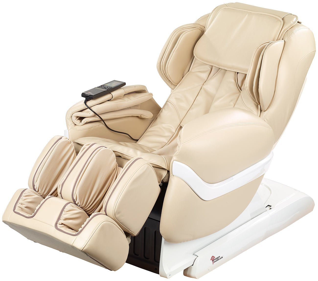 Newgen Medicals Ganzkörper Massage: Luxus-Ganzkörper-Massagesessel GMS-150 mit Infrarot-Wärme, beige (Massagesessel mit Wärmefunktion, Massagesessel Relaxsessel, Fußmassagegerät)