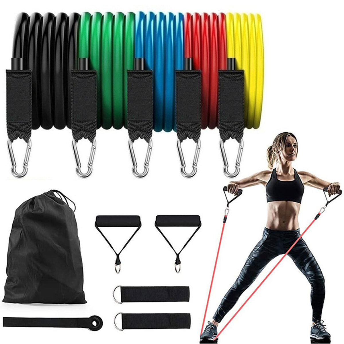 KALOAD 11 Pcs / Set 150lbs Widerstandsbänder Latex Übung Zugseil Expander Home Gym Training Fitnessgeräte