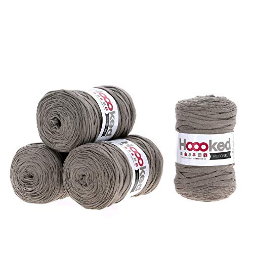 Hoooked Ribbon XL Bändchengarn Sparset aus 4 Rollen Wahl (Earth Taupe)