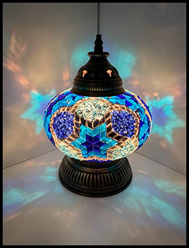 Mosaiklampe Mosaik - Tischlampe L Stehlampe Tischleuchte orientalische lampe Blau-Stern EXKLUSIV nur bei Samarkand-Lights