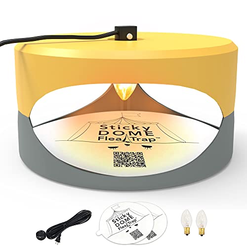 ASPECTEK Flea & Bed Bug Trap with 2 Adhesive Discs Included Odourless, Non-Toxic. Safe for Children and Pets,Yellow and Grey