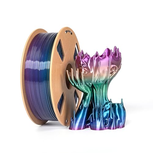 Silk Rainbow PLA-Filament, 1,75 mm, Farbwechsel, 3D-Drucker-Filament, mehrfarbig, blauer Typ, 1,75 mm, 1 kg, mehrfarbige Radwechselspule, Maßgenauigkeit +/- 0,03 mm