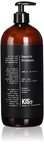 KIS Green Smooth - Shampoo - 1000ml - trockenes & krauses Haar - 100% Vegane Rezeptur - sulfatfrei - mit beruhigendem Orangenöl
