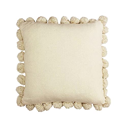 CIAL LAMA Quadratisches Kissen, dekorativ, Weiß, Boho-Design, Sofa, 45 cm