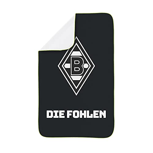 Borussia Mönchengladbach Sporthandtuch Deluxe | Besonders saugfähiges Mikrofaser-Material mit geketteltem Rand | Inklusive Mesh-Bag zum Transportieren | 80x130 cm [schwarz/weiß/grün]