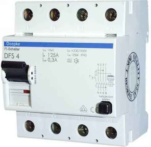 Doepke FI-Schalter DFS4 040-4/0,50-A Fehlerstrom-Schutzschalter 4014712090125