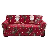 Mineatig Weihnachten Sofabezug, Sofa Bezug 3-Sitzer/2-Sitzer/4-Sitzer, Waschbarer Couchbezug Verhindert Das Verrutschen Von Couchkissen, Weihnachtliche Heimdekoration