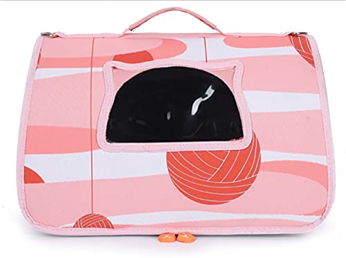 Atmungsaktive transparente Mehrfarbige Haustiertasche mit Netz-Design, seitlich offen, einschulterig, faltbare Tasche für Hunde und Katzen (M 462721, Pink)