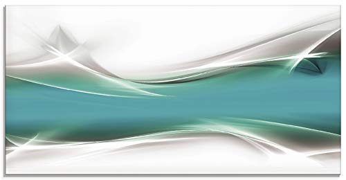 Artland Qualitätsbilder I Glasbilder Deko Glas Bilder 60 x 30 cm Abstrakte Motive Gegenstandslos Digitale Kunst Türkis D8PO Kreatives Element Petrol