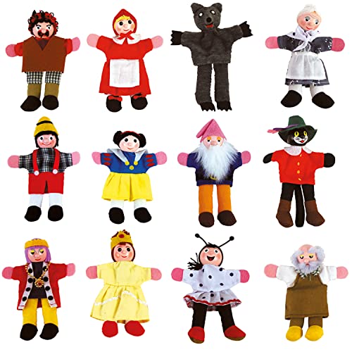 Hochwertige Märchen Fingerpuppen für Puppen- und Kasperletheater aus Holz & Stoff 13 cm für Kinder Spielzeug (Fingerpuppen - Märchen 1)