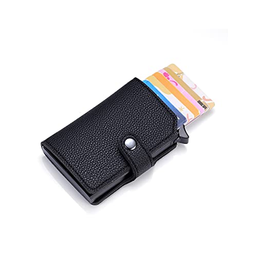 SSWERWEQ Brieftasche Herren Diebstahl derbstahl Metall Aluminium Geldbörse minimalistische Bankkartenhalter Mini-Männer und Frauen Black Business Credit Card Case (Color : Black)